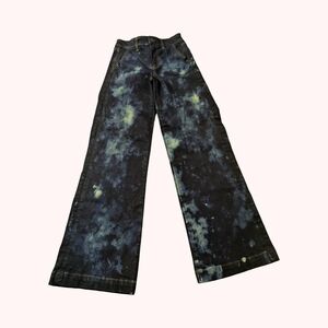 American Eagle Wide Leg Tie Dye Jeans Dark Wash